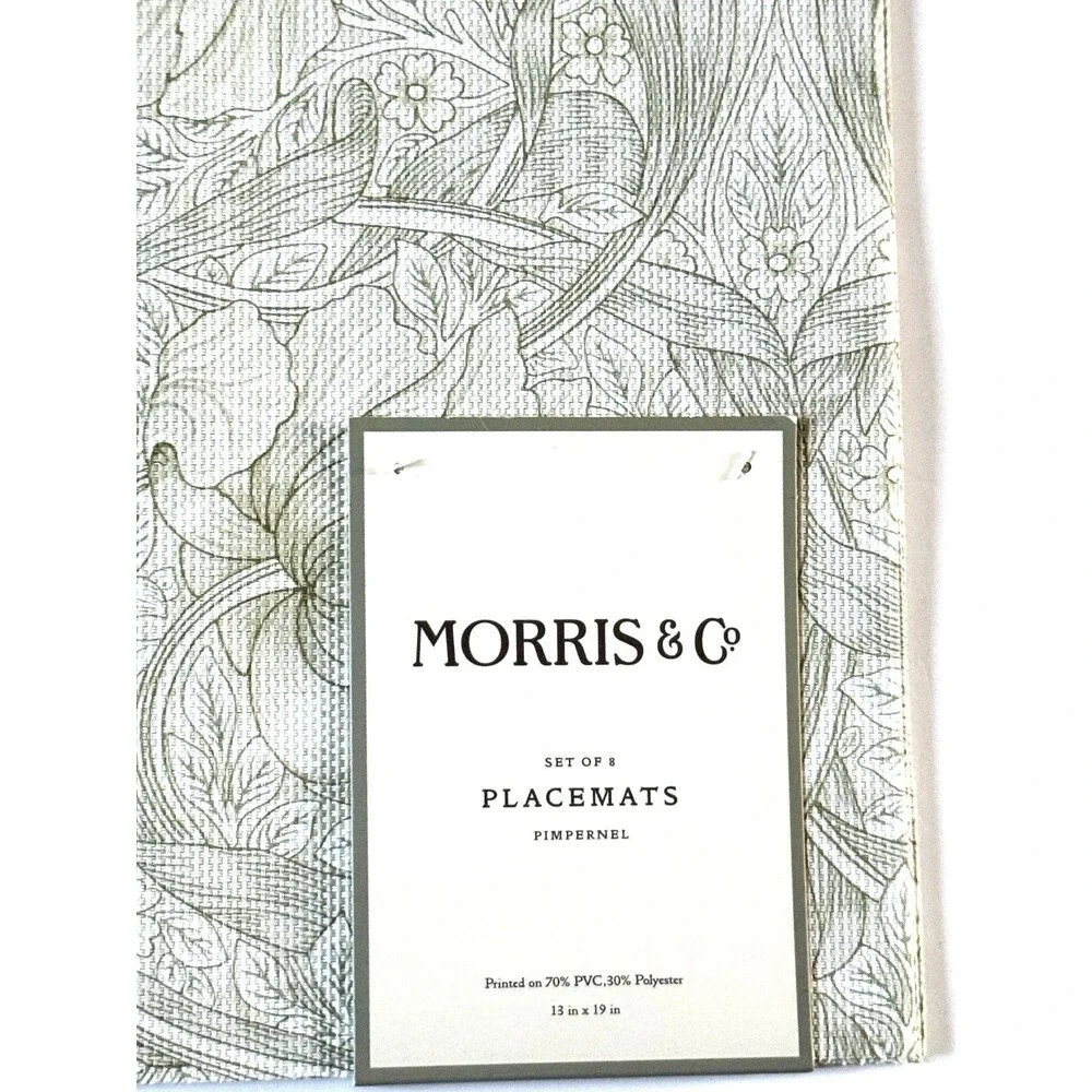 Morris & Co Pimpernel Placemats Set of 8 PVC Polyester English Garden Wipe Clean